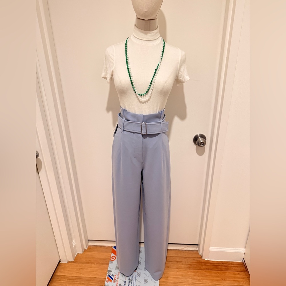 Babaton Light Blue High-Waisted Pants